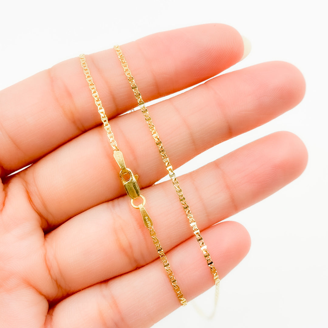 030FLP120T218K. 18K Solid Gold Flat Marina Link Chain