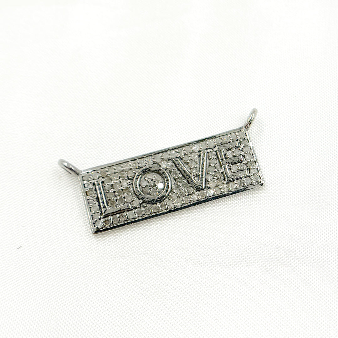 DC019. Diamond Silver Rectangle Love Connector Pendant