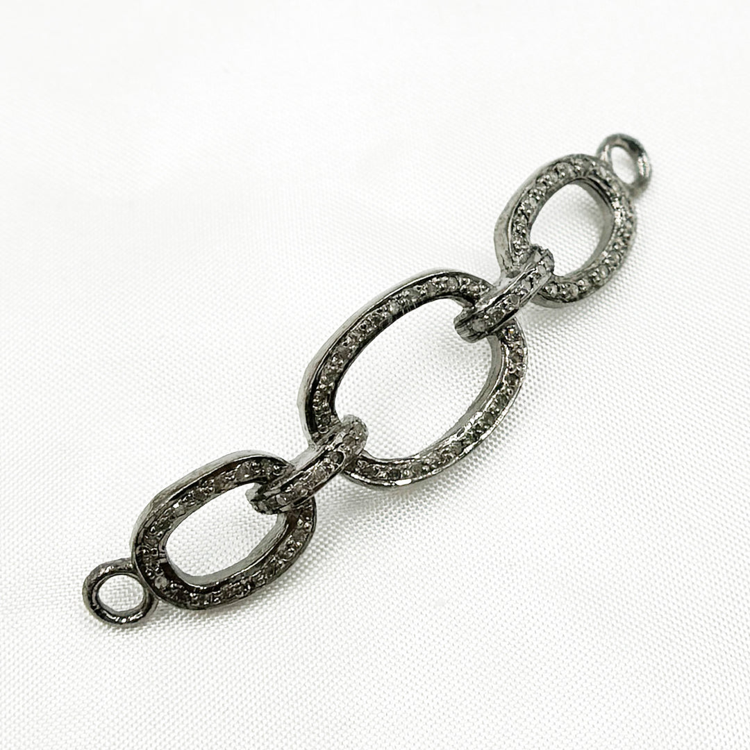 DC971. Diamond Sterling Silver Oval Link Connector