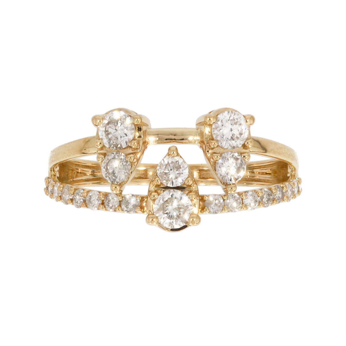 14K Solid Gold Pear Diamond Ring.