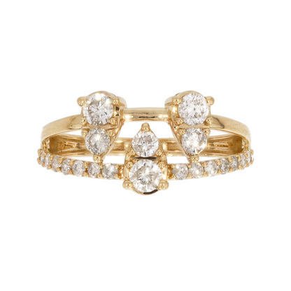 14K Solid Gold Pear Diamond Ring.