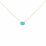 Load image into Gallery viewer, NT410755. 14K Solid Gold Rectangular Turquoise Fancy Tiny Necklace