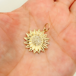 Load image into Gallery viewer, GDP189. 14K Solid Gold Diamond Flower Charm
