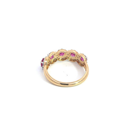 14k Solid Gold Diamond and Ruby Ring
