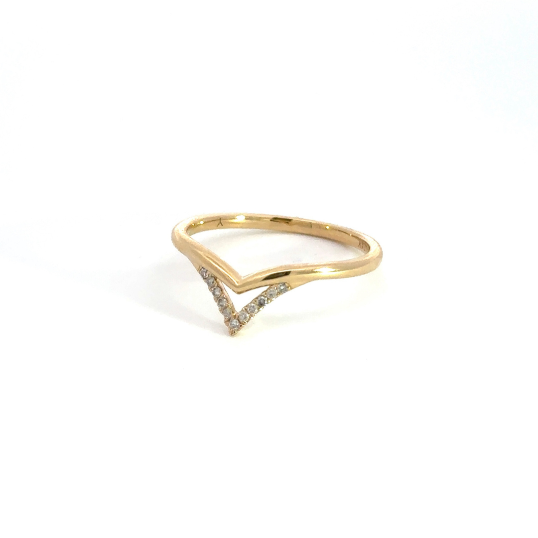 14k Solid Gold Chevron Diamond Ring. RFA17978