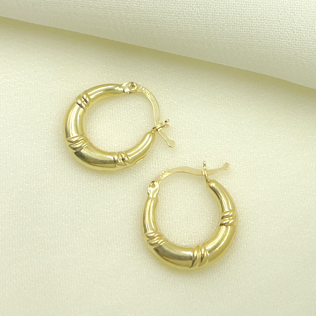 GER140. 14K Solid Gold Chunky Hoop