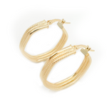 Load image into Gallery viewer, 15850023956. 14K Solid Gold Smooth and Textured Hexagonal Hollow Hoop Earrings
