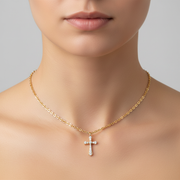 PN423271Y14DI1. 14K Solid Gold Cross Diamond Charm