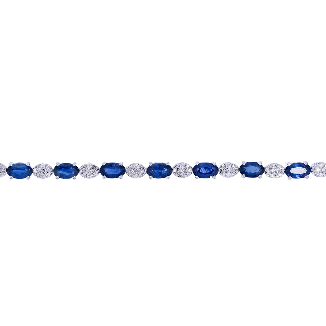 CB97272BS5X3. 14K Solid White Gold Diamond and Blue Sapphire Bracelet