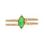 Load image into Gallery viewer, 14K Solid Gold Diamond and Emerald Spiral Marquise Ring. CR96469EM8X4
