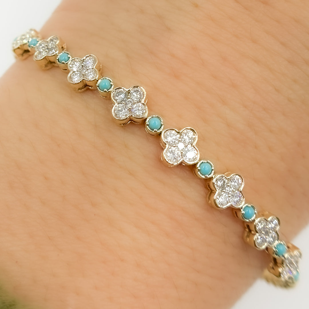 BNL68567. 14K Solid Yellow Gold Diamond and Gemstone Bangle