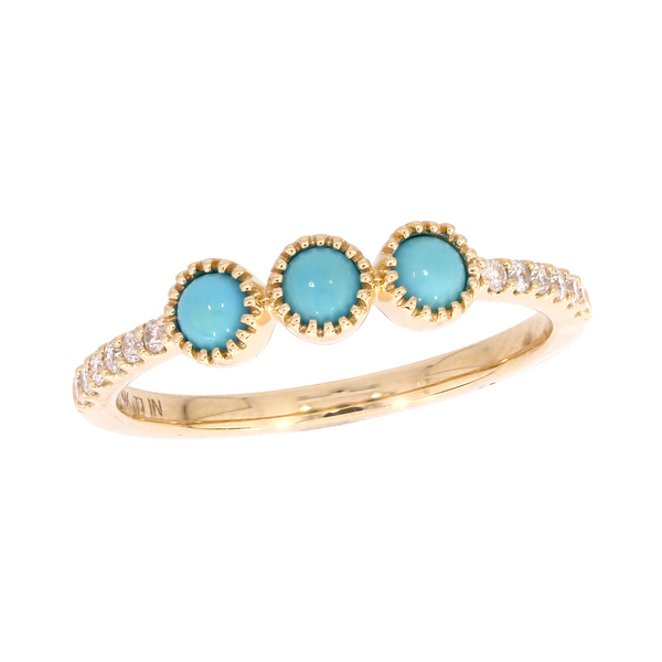 RAZ02178TQ. 14K Solid Gold Turquoise Band Ring