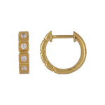 Load image into Gallery viewer, EHF57628. 14K Solid Yellow Gold Diamond Hoop Earrings