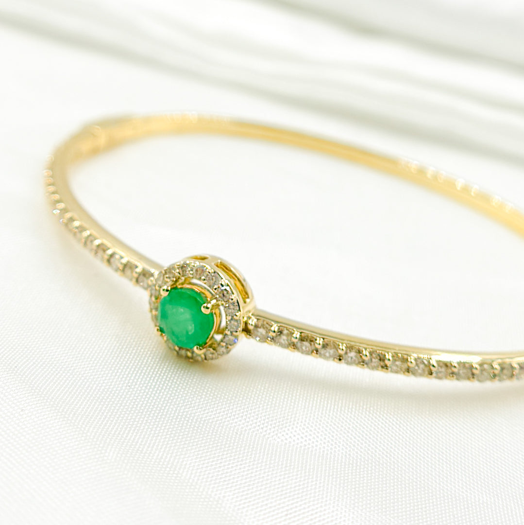 14K Solid Gold Diamond and Gemstone Bangle. CB96497EM