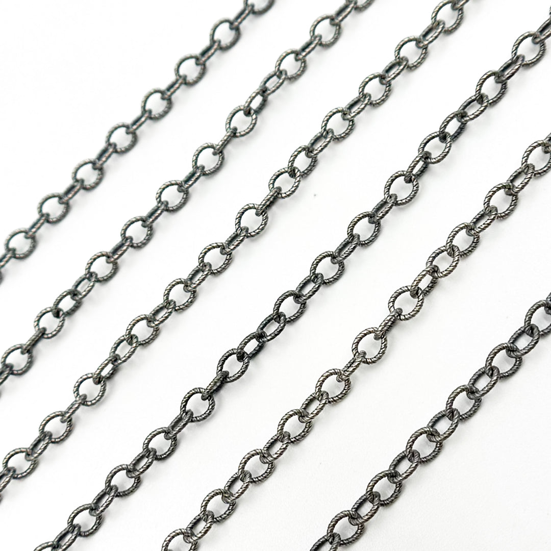 2510TWOX. Oxidized Sterling Silver Twisted Cable Link Chain