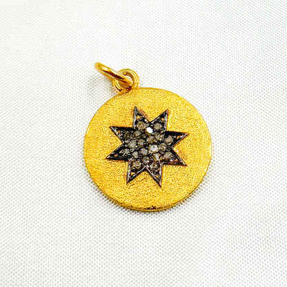 DC216. Diamond & Sterling Silver Round Star Pendant