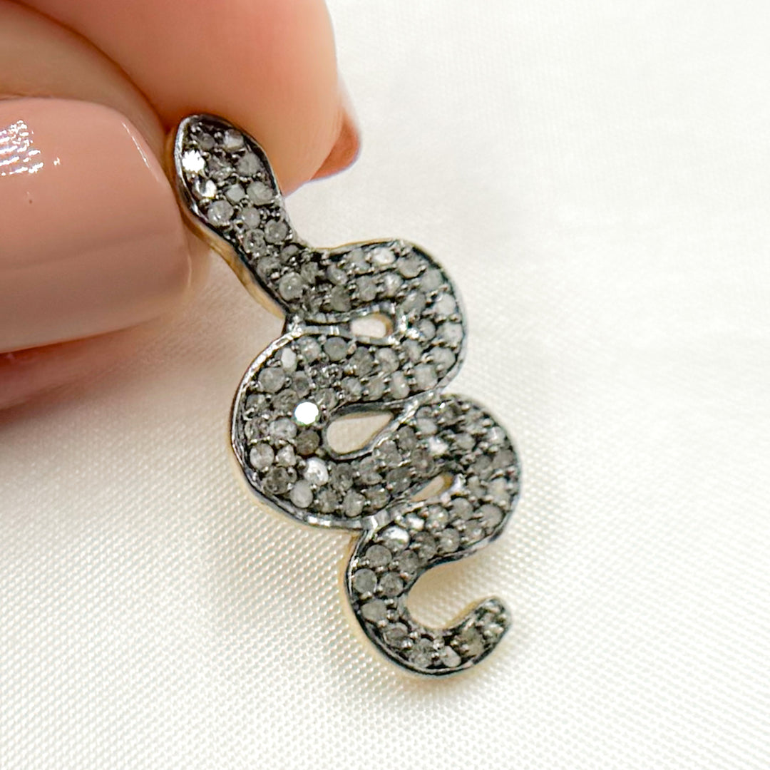 DC468. Diamond Sterling Silver Snake Pendant