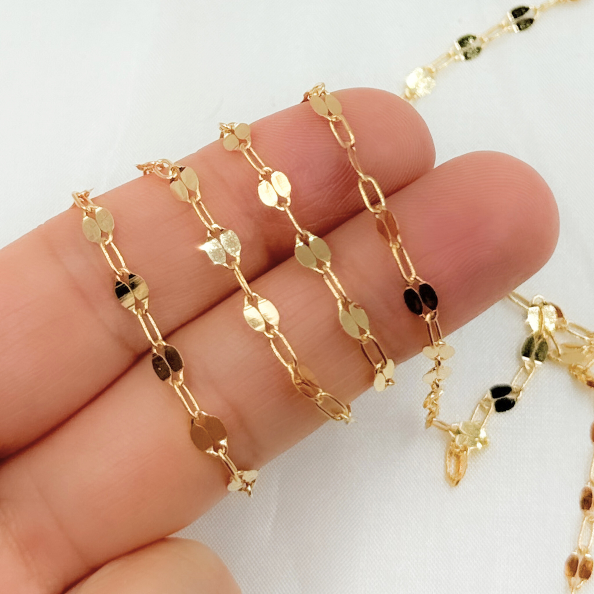 V234GF. 14k Gold Filled Flat Marina & Cable Link Chain