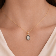 CMJ00354. 14K Solid Gold Oval-Shaped Lab Diamond Charm