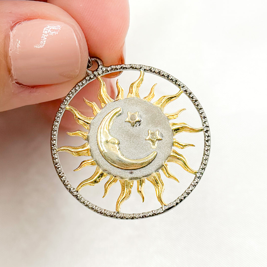DP689. Diamond Sterling Silver Sun Pendant