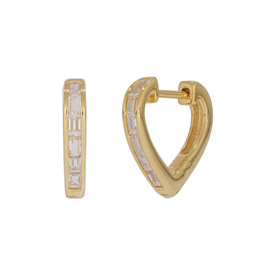 EHH57614. 14k Solid Gold Diamond Heart Hoop Earrings