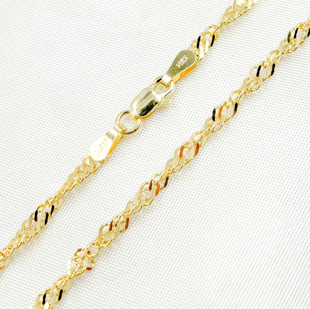 040G2SLMSIT2N. 14K Solid Yellow Gold Wheat Necklace