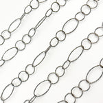 Load image into Gallery viewer, Y29OX. Oxidized Sterling Silver Diamond Cut Long and Short Oval Link Chain
