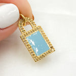 Load image into Gallery viewer, DC057A. Diamond Sterling Silver Lock Enamel Pendant
