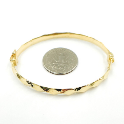 KG105. 14K Solid Gold Twisted Bangle