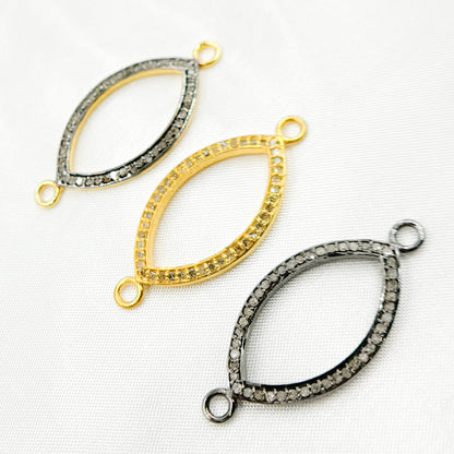 DC888. Diamond Sterling Silver Marquise Shape Connector