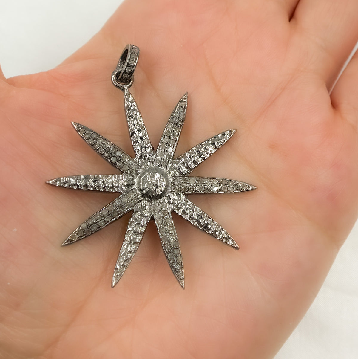 DP2004. Diamond & Sterling Silver Flower Pendant