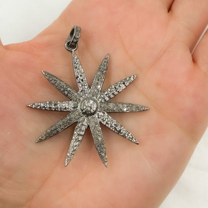 DP2004. Diamond & Sterling Silver Flower Pendant