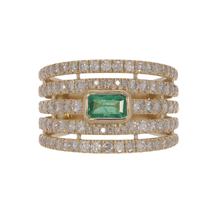 CR97487-6X4. 14K Solid Gold Diamond and Gemstone Ring
