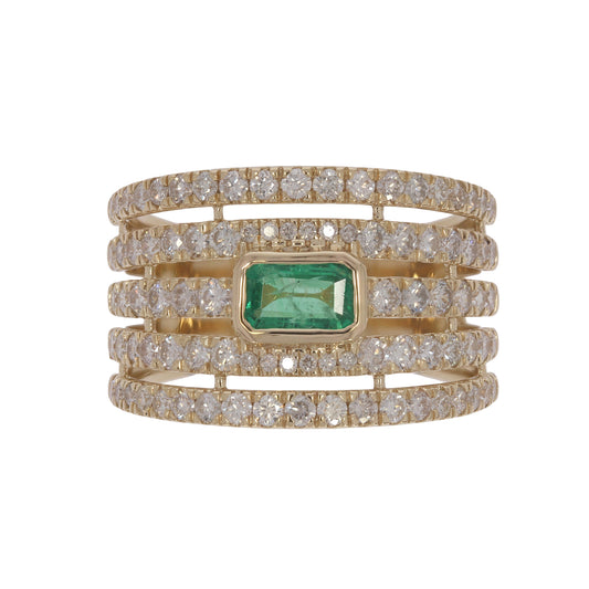 CR97487-6X4. 14K Solid Gold Diamond and Gemstone Ring
