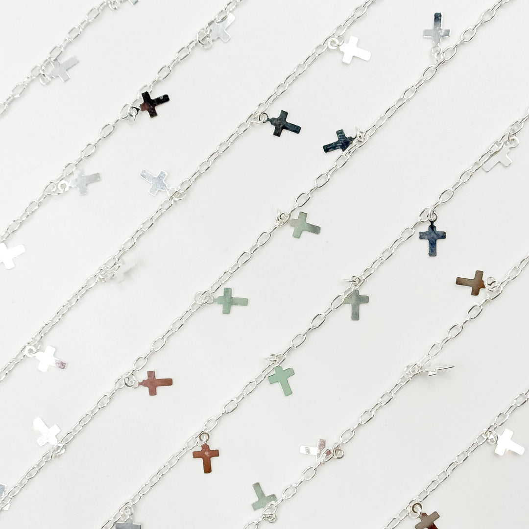 V311SS. Sterling Silver Fancy Dangle Cross-Link Chain