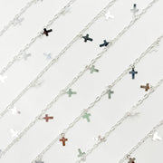 V311SS. Sterling Silver Fancy Dangle Cross-Link Chain