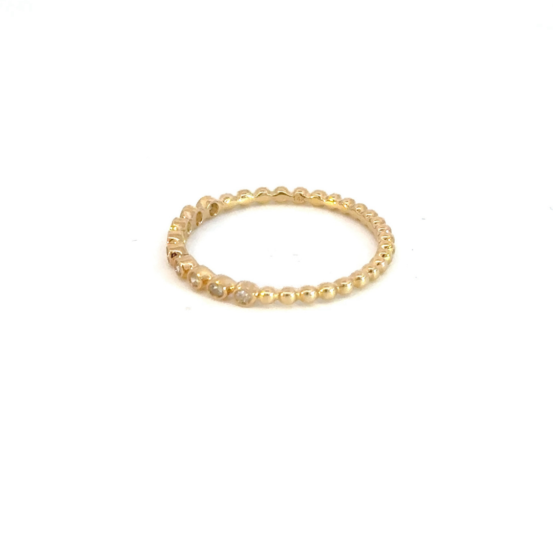 14k Solid Gold Diamond Bead Ring.