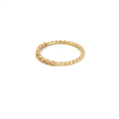14k Solid Gold Diamond Bead Ring.