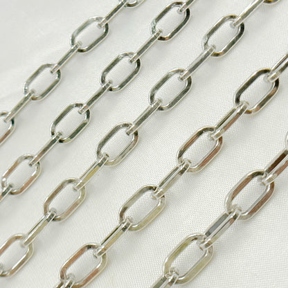 Oxidized 925 Sterling Silver Flat Oval Link Chain