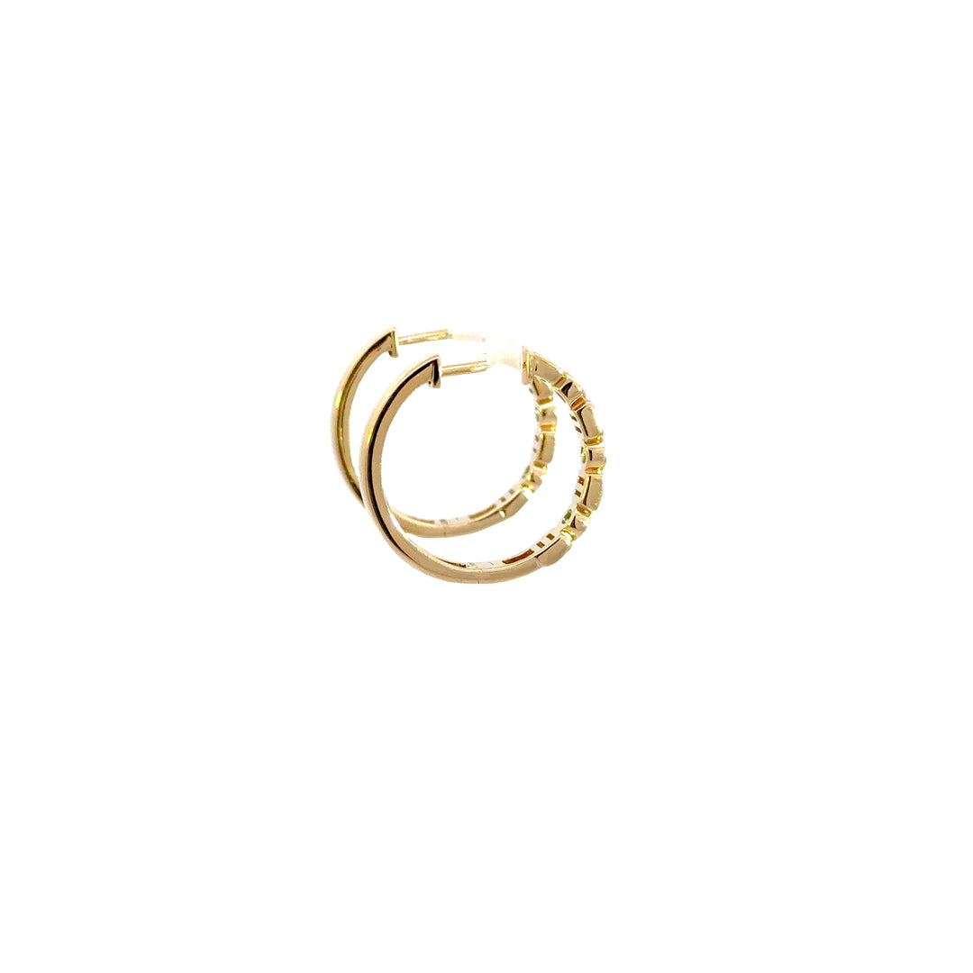 14k Solid Gold Diamond and Emerald Hoops.  EHC56723EM