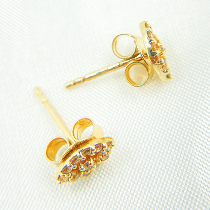 GDT18. 14K Solid Yellow Gold Diamond Eye Studs