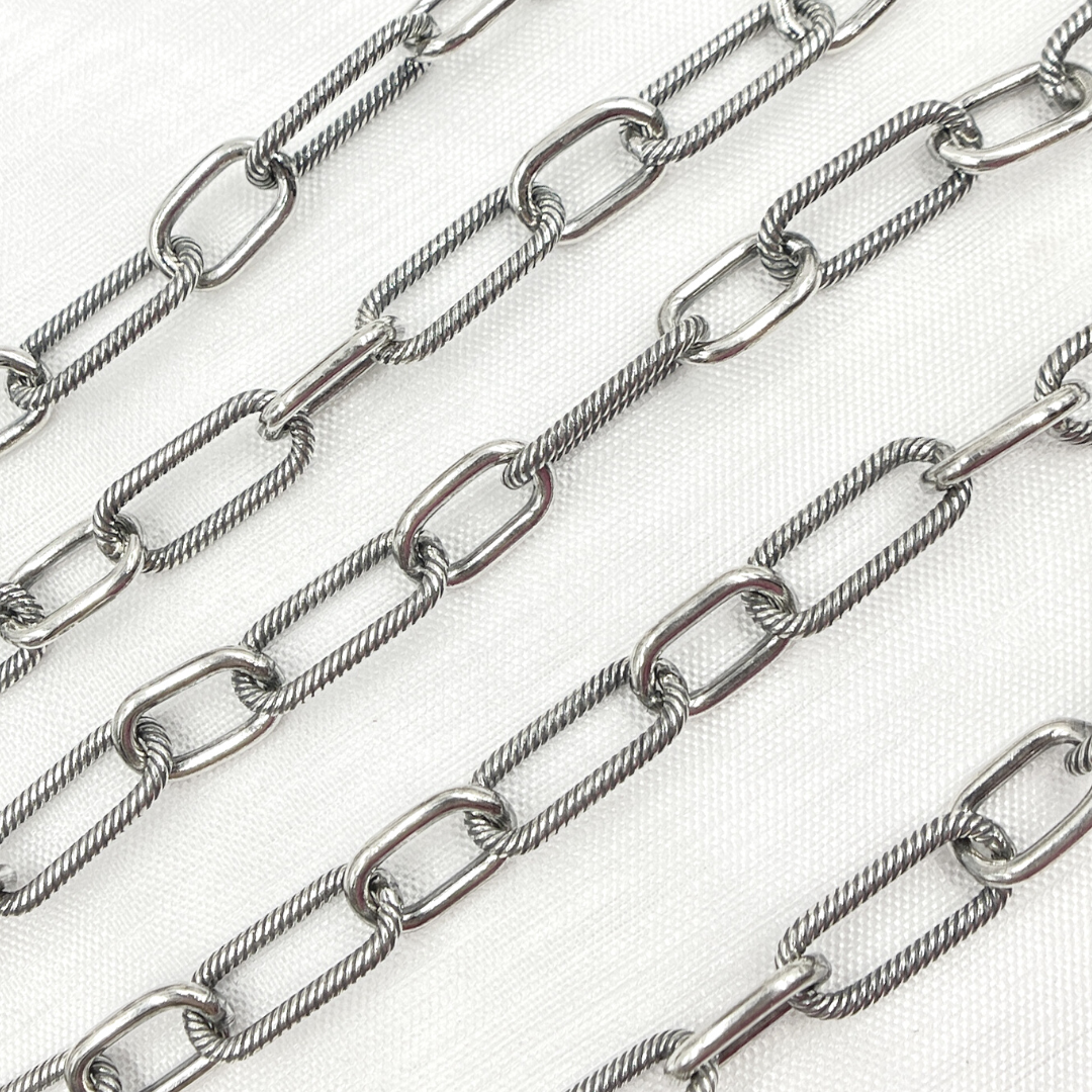 Oxidized 925 Sterling Silver Paperclip Chain. V147OX