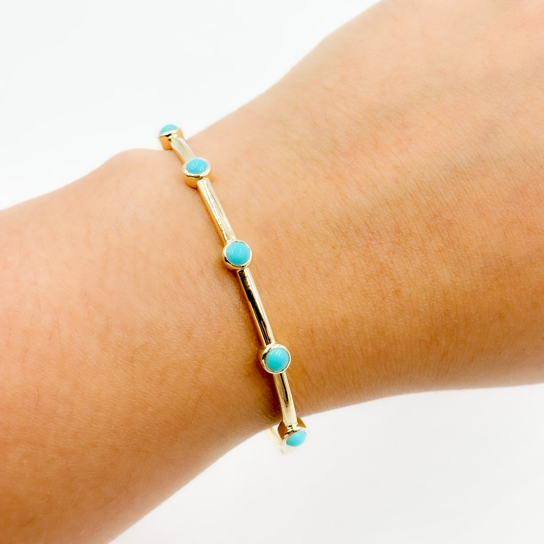 BNZ68414. 14K Solid Yellow Gold and Gemstone Bangle