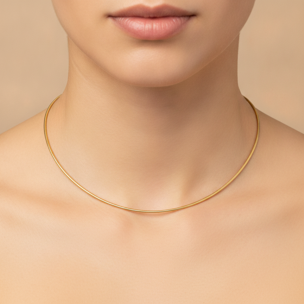 BOZ1. Sterling Silver Gold Plated Cord Choker Necklace