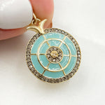 Load image into Gallery viewer, DP751A. Diamond Sterling Silver Round Enamel Pendant
