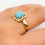 Load image into Gallery viewer, CR97176TQ7X5. 14K Solid Gold Diamond and Turquoise Ring