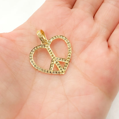Silver Heart Peace Pendant