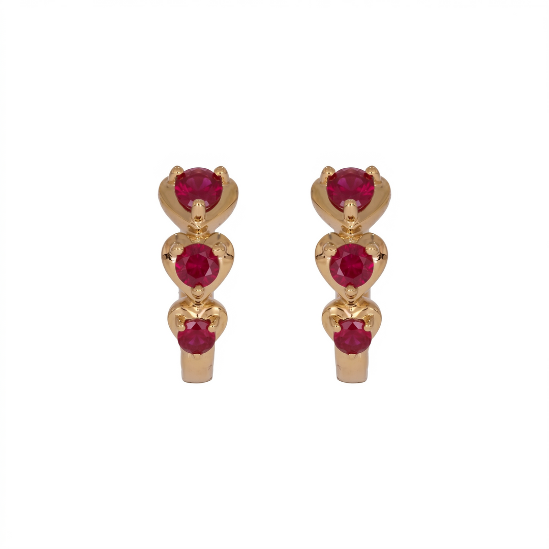 EHZ57588. 14K Solid Gold Fancy Gemstone Hoops