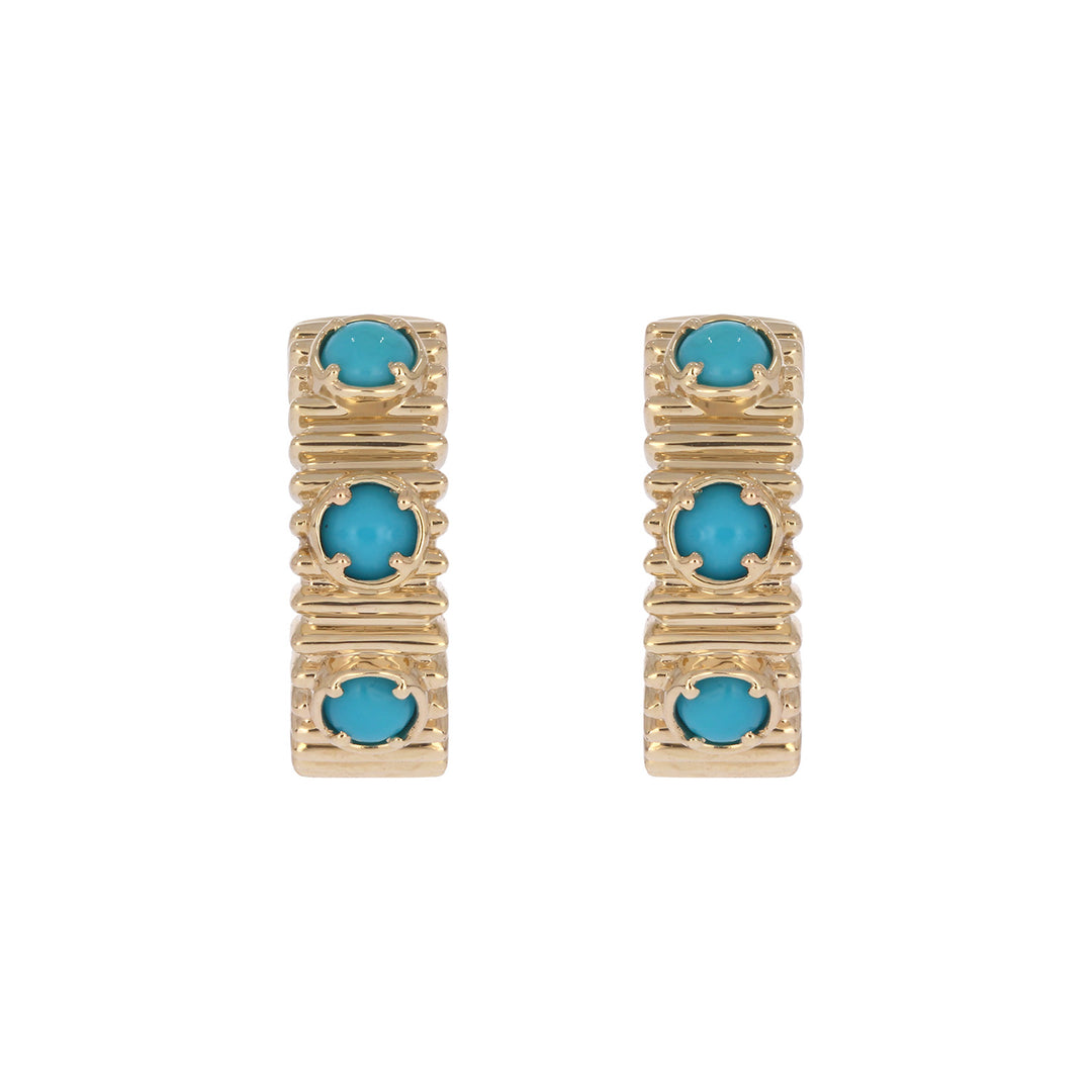 EHZ57707TQ. 14K Solid Gold Turquoise Hoops