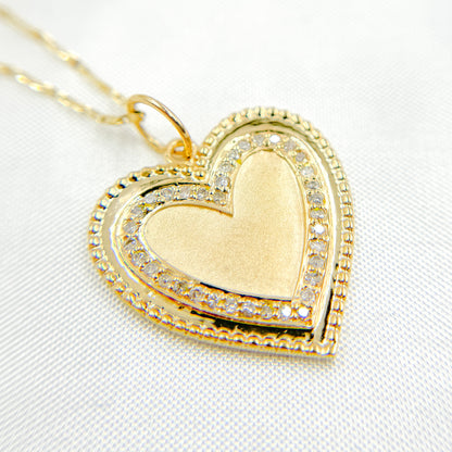 GDP19. 14k Solid Gold Diamond Heart Charm